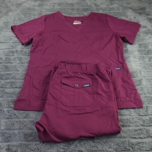ADAR Women's Burgundy Scrub Set